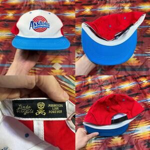 Assholes*s Live Forever Adult Snapback Hat Cap One Size White Red Blue